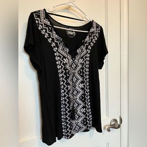 Embroidered Black Blouse Top